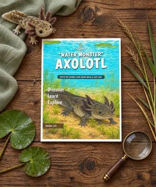 "Water Monster" Axolotl printable unit study pages